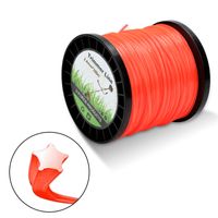 Jiubiaz Trimmerfaden Faden Durchmesser 100M Mähfaden für Motorsense Rasentrimmer Nylon Rolle Trimmer Orange Stern 2mm