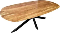 Esszimmertisch Oval 180 x 90 cm Akazienholz massiv natur Spider-Gestell schwarz RAMA