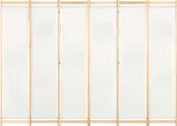 vidaXL 6-teiliger Raumteiler Cremeweiß 240 x 170 x 4 cm Stoff