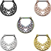 Karisma Titan G23 Septum Herz Clicker Segment Ring Nasenring Nasenpiercing- 1,2x8mm tsc-h008 - Roségold