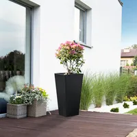 Pflanzkübel 'Vaargel' Pflanztopf 76 x 39 x 39 cm Pflanzsäule Stahl Schwarz