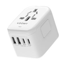 VOOMY Reiseadapter Weltweit - Universal Reisestecker für 170+ Länder - Europa, USA, Mexiko, Australien - Universal all in one Travel Plug Adapter mit 2 USB-C und 2 USB-A