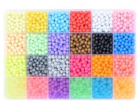 Bastelset 24 Farben Aqua Beads 3600Stk Set Basteln Kinder Glitzerperlen Perlen 