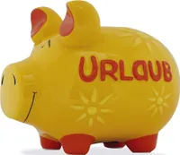KCG Spardose Schwein Urlaub Gelb Mittel, 20x15x3 cm