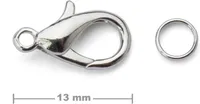 Bižuterní karabinka 13mm v barvě platiny - 3 ks
