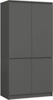 Kleiderschrank AKORD S90 Graphitgrau 90 cm 4 Türen 4 Regalböden B90xH180xT51 cm