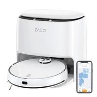 ZACO M1S Saug Wischroboter mit Waschstation, Selbstreinigung, 4L Frischwassertank, Laser, App, Mapping, für Parkett & Tierhaare