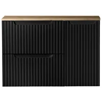 Waschtisch-Unterschrank 80cm, in schwarz mit Eiche, NEWPORT-56-BLACK