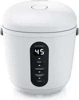 Arendo Reiskocher digital 0,8L mit Messbecher & Reislöffel, 2 Kochprogramme, Warmhaltefunktion, Timer, 300W, Weiß