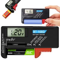 Profi Batterietester mit LCD Display Kapazitätsanzeige und Knopfzellen Akku Batterie Tester Testgerät Prüfgerät AAA AA C D 9V Retoo