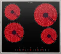 Klarstein, sklokeramická varná doska, vstavaná varná doska so 4 varnými platňami, elektrická varná doska 6500 W, moderná sklokeramická varná doska, sklokeramická varná doska so 4 varnými platňami, vstavaná sklokeramická varná doska