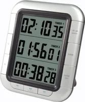 Digitaler Kurzzeitwecker, Kurzeitmesser 3 x Countdown-Timer, silber