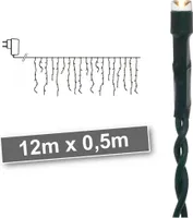 LED-Minilichtervorhang 360 warmweiße LEDs Kabel grün 12x0,5m
