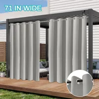 Outdoor Vorhang Wetterfest mit Ösen, 180x213cm Blickdicht Verdunkelungsvorhang Wasserdicht Sichtschutz Balkon Gardine für Terrasse Pavillon, Silbergrau, 1 Stück