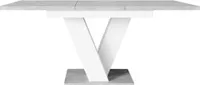 PROROOM FURNITURE Malvi | Esstisch Weiß & Steinoptik | Esszimmertisch Ausziehbar 120/160x80 cm | Modern Küchentisch Tisch Säulentisch Dining Table