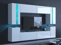 Furnitech Wohnwand Weiß | Hängend Wohnwand Modern | Wohnzimmer Schrankwand mit Regale und TV Schrank | Wohnzimmer Möbel ohne LED