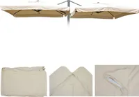 Poťah slnečníka T44, 8 vzpier 3x3m polyester, náhradný poťah pre dvojitý svetelný slnečník T44 ~ krémový s chlopňou