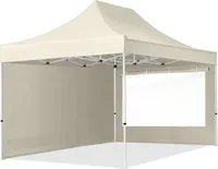 3x4,5 m Namiot Ekspresowy, ECONOMY Stal 30mm, ze ścianami bocznymi, okna panoramiczne, kremowy
