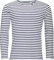 SOLS pánske námornícke tričko, pruhované, s dlhým rukávom PC2579 (XL) (biela/námorná modrá)