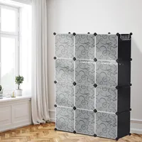 Jayseuw Šatní skříň s 12 přihrádkami Sada polic pro kutily Policový systém VŠ: 140x105x35cm Kombinovaná šatní skříň PP panely Šatní skříň se 2 věšáky na kabáty