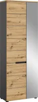 Garderobenschrank >Canu< in Basalt Grau / Artisan - 65x190x37cm (BxHxT)