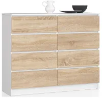 Skriňa K120 AKORD biela, dub Sonoma 8 zásuviek 40x120x99 cm