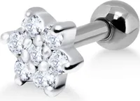 Ohrring Helix Ohrpiercing 925 Sterling Silber Stern mit Zirkoniasteinen Verschlusskugel - 3 mm
