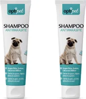 OptiPet 2x250ml Anti-Parasiten-Shampoo für Hunde bekämpft Flöhe, Zecken, Milben, pflegt das Hundefell