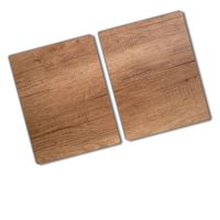 Tulup Herdabdeckplatten aus Glas Spritzschutz Holz Brett Braun 60x52 cm 