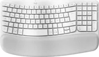 Logitech WAVE KEYS, weiß - Kabellose ergonomische Tastatur mit gepolsterter Handballenauflage