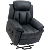 HOMCOM Sessel mit Aufstehhilfe, Elektrischer Relaxsessel, Neigebarer TV-Sessel mit Fernbedienung, Fernsehsessel, Kinosessel aus Kunstleder, Schwarz 93 x 96 x 105 cm