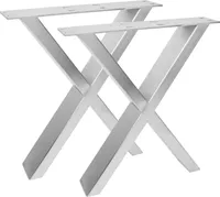Natural Goods Berlin Möbelkufen X-FORM, Tischkufen, Tischbeine, Tischgestell, Esstisch, Bank, Couchtisch, Edelstahl, B40xH42 cm, 2 Stück