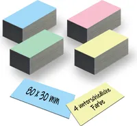 32x Magnetstreifen Bunt 8x3cm Magnetschilder beschreibbar selbstklebend für Whiteboard Tafel Kühlschrank