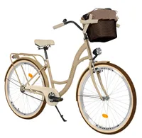 Milord Komfort City Fahrrad Mit Korb Damenfahrrad Vintage, 28 Zoll, Braun-Creme, 1-Gang