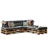 en.casa® "Euro Paletten Sofa" 11x Sitz-/Rückenkissen hell grau Kissen Auflage 