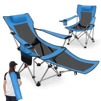 SUNULA Campingstuhl Faltbar Campingstuhl mit Beinauflage, Klappstuhl mit Liegefunktion, Blau