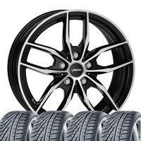 4 Winter Kompletträder Bavaris 6,5x16 ET 22 5x112 Schwarz poliert mit 205/60 R16 96H Continental WinterContact TS 870 XL für BMW 3er