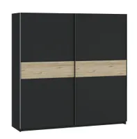 Šatníková skriňa 200 cm RANDLER - antracitová / orech hickory