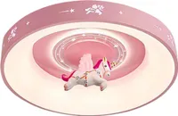 Moderne LED-Deckenleuchte, runde Cartoon-Kinderlampe, rosa, stufenlos dimmbar, mit Fernbedienung, Acrylschirm, ideal für Kinderzimmer, Schlafzimmer