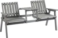 Outsunny Gartenbank mit Tisch Gartenmöbel mit Loch für Sonnenschirm Bank Balkon Massivholz 84B-394