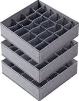 Unterwäscheteiler – 3 Stück – Grau – Organizer für BHs, Unterwäsche und Socken für Schrank oder Schublade