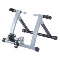 HOMCOM Rollentrainer Fahrradtrainer Indoor Fahrrad Heimtrainer klappbar Magnetbremse 26"-28" Stahl Silber 54,5 x 47,2 x 39,1 cm