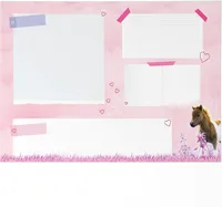 Friendly Fox Pferde Schreibtischunterlage Papier, 1x DIN A2 Kinder Schreibtischunterlage, 25 Blatt Block zum Malen Schreiben