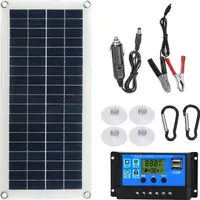 Přenosná 20W flexibilní sada solárních panelů 12V s USB nabíjecím portem a 300W regulátorem - vodotěsné solární články pro mobilní telefon, karavan a auto