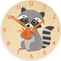 ModernClock, wanduhr, Wanduhr für Kinder Waschbär mit Apfel, Silent Wanduhr, 30cm