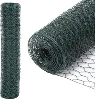 Drátěný plot 10m/25m Velikost ok: 27 mm Zelené šestihranné pletivo Drátěný plot - 50 cm x 10m
