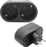 Doppelstecker Steckdosenleiste Mehrfachsteckdose Doppelsteckdose Schuko Schwarz Horizontal