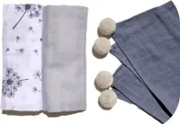 Bellochi Mullwindeln Spucktücher Baby Musselin Tuch - 100% Baumwolle - Sanft Moltontücher Baby 3 er Pack - 60x80 cm - Grau Mulltücher 3-er Set