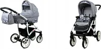 BabyLux® Largo | Kočík 2v1 Bambimo | Strieborné srdcia | Kočík Kombi | Kočíková súprava | Bugg