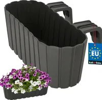 KOTARBAU® Balkonblumenkasten 40x15x15cm Grau zum Aufhängen am Geländer Holzleisten Imitation